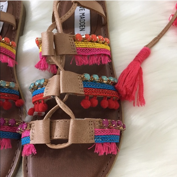 Steve Madden Multicolor Gladiator Tassel Sandals - Picture 4 of 8